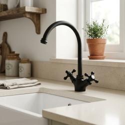 black-kitchen-faucet-with-cross-handles-classic
